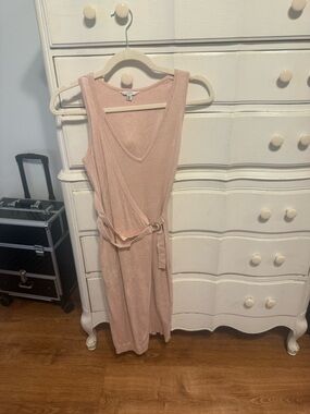 Guess Sleeveless Wrap Midi Dress in Blush Pink